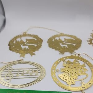 Gold Plated Brass Mobile Christmas Ornaments with Musical and Holiday Figis